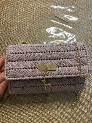 Borsetta rosa cipria glitter fatta a mano