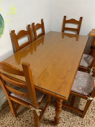 Mesa comedor rústica 6 sillas pino