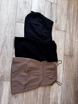 2 Prendas: Falda negra & Vestido marrón