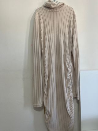 Vestido beige de canalé