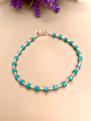 Pulsera plata 950 Murano turquesa
19,5 cm 