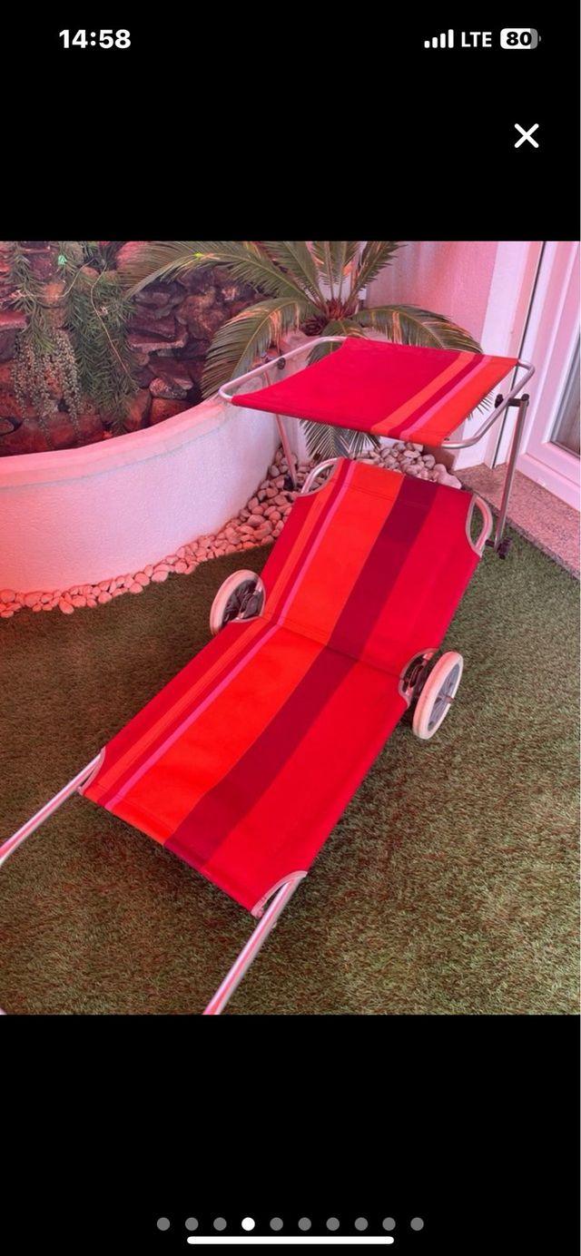 Tumbona Plegable Roja y rosa