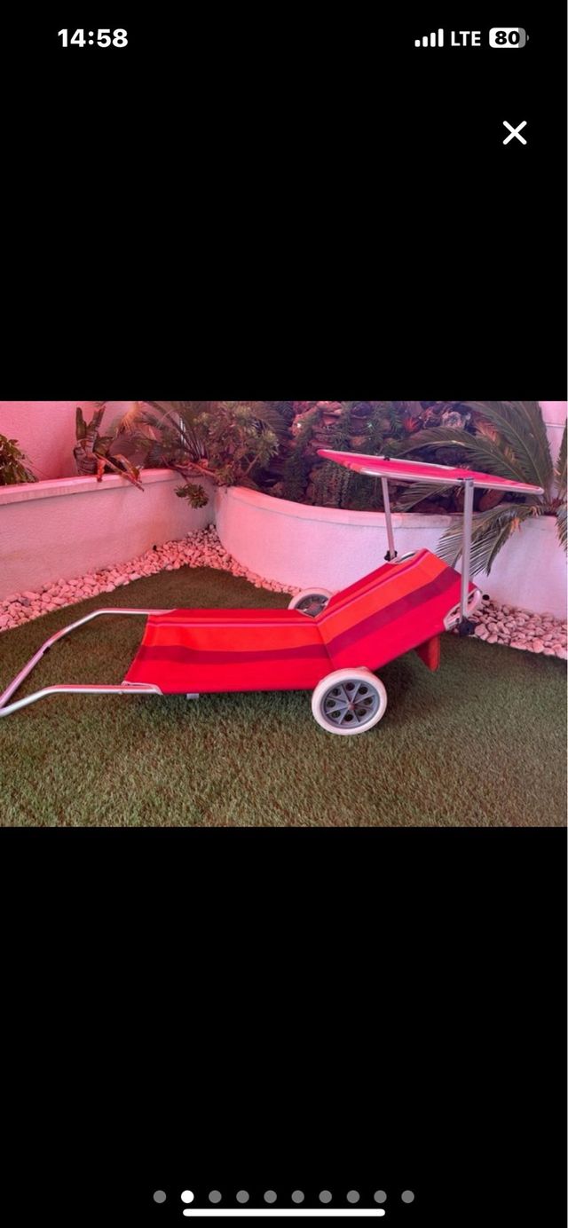 Tumbona Plegable Roja y rosa