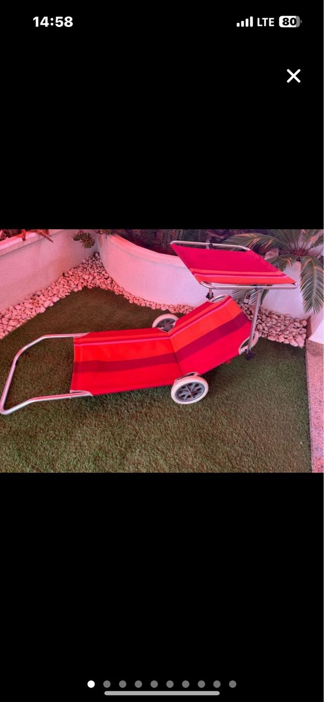 Tumbona Plegable Roja y rosa