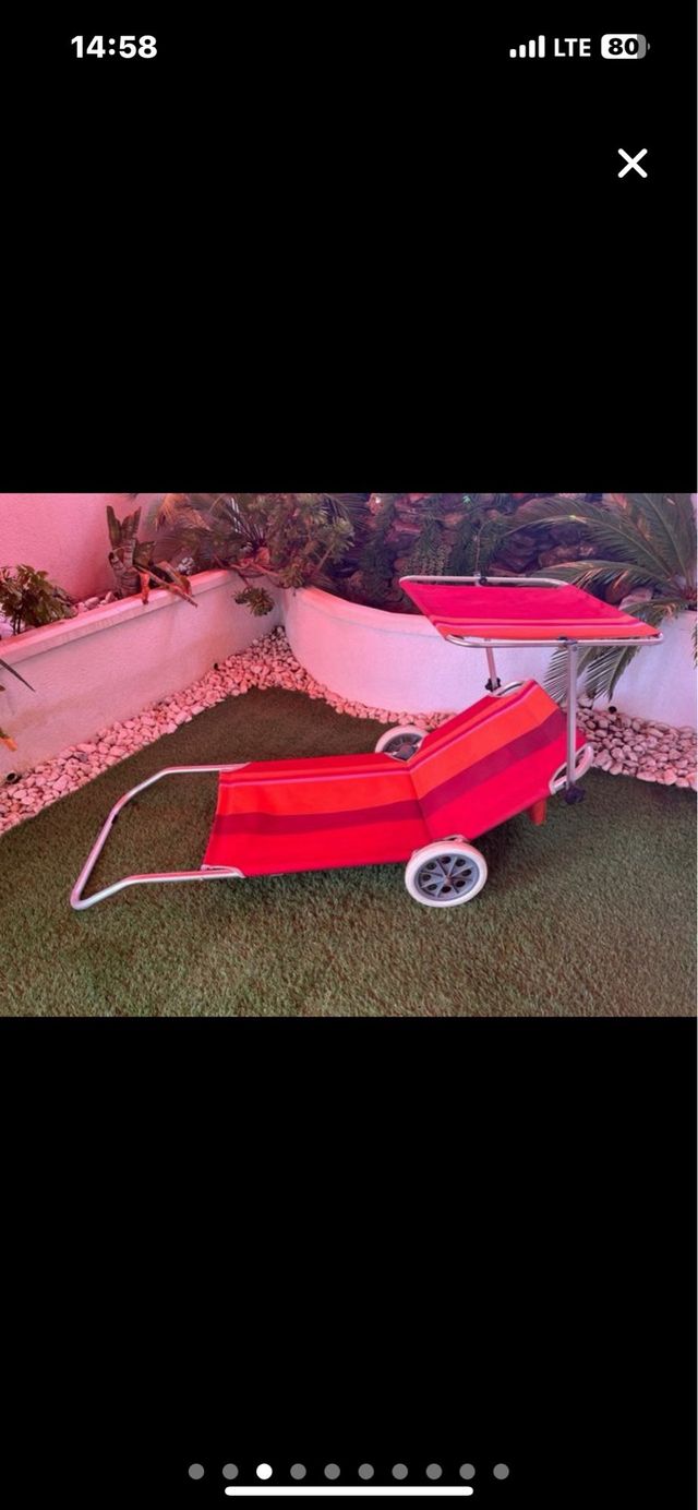 Tumbona Plegable Roja y rosa