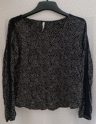 Blusa negra lunares blancos - Talla S