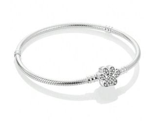 Pulsera serpiente plata con dije huella