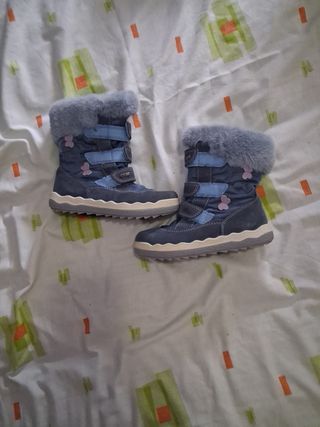 Botas Nieve Infantiles - Azul talla 30 ,piel ante