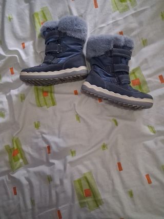 Botas Nieve Infantiles - Azul talla 30 ,piel ante