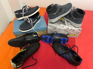 Pack 4 pares calzado: náuticos, botas, fútbol
