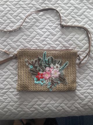 Bolso bandolera rafia - Flores
