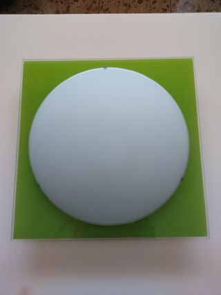 Plafón lámpara verde y blanca