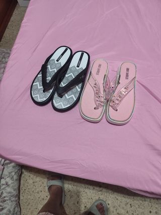 2 Sandalias ORSO - Negras y Rosas