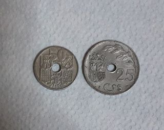 2 Monedas España: 25 y 50 céntimos