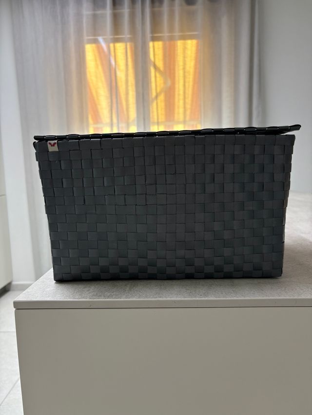 Cesto Pagnossin Grigio scuro intrecciato Handmade