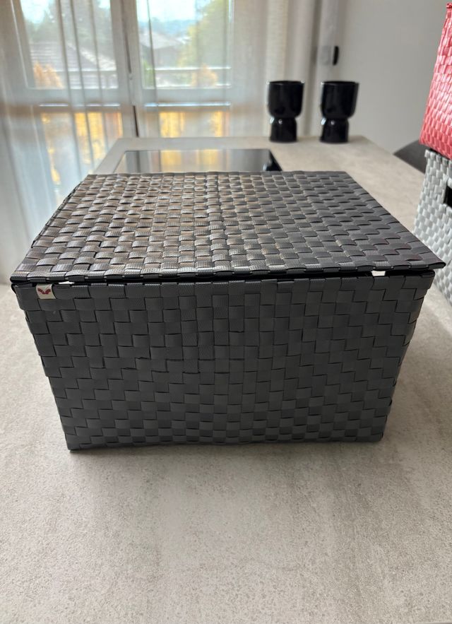 Cesto Pagnossin Grigio scuro intrecciato Handmade