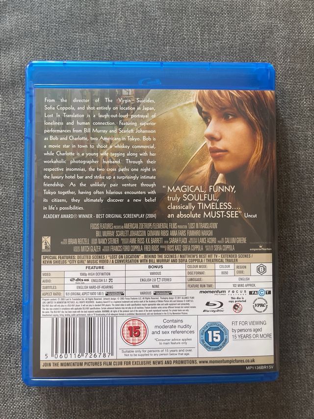 LOST IN TRANSLATION BLURAY
EDICION UK