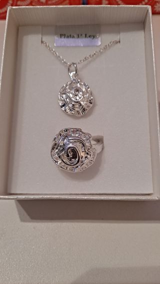 Juego Plata 925 Ley - Collar y Anillo