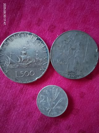 Monete italiane antiche: 500, 100 & 2 lire