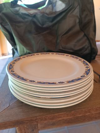 8 Platos vintage | Cerámica azul y blanca