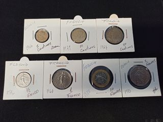 Monedas Francia: 7 piezas