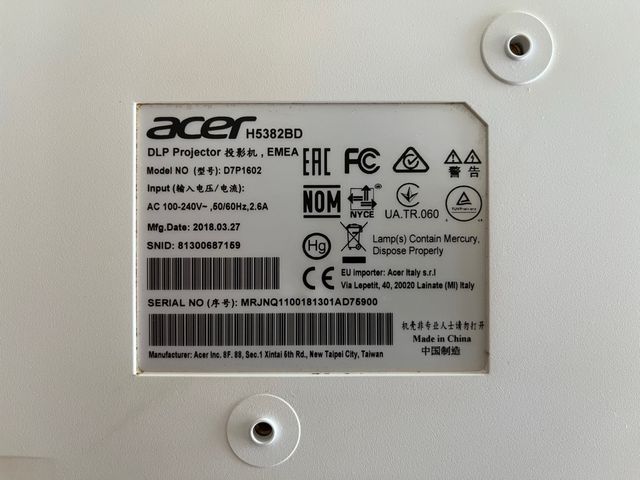 Proyector Acer H5382BD - Blanco