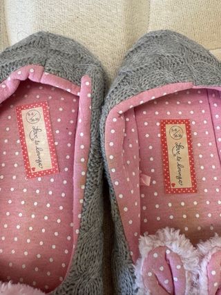 Zapatillas conejo grises - rosa