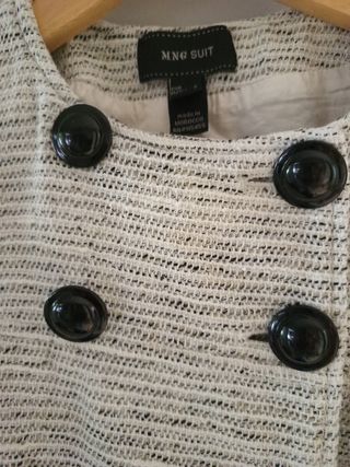 Chaqueta Mango tweed blanca talla S