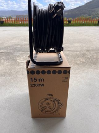Carrete cable 2 enchufes 15m