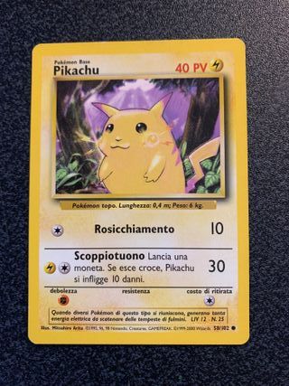Pokémon Pikachu 058/102 Set Base Unlimited Ita NM