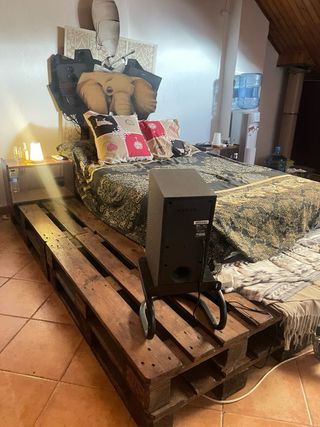 Cama Palet doble altura marrón