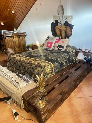 Cama Palet doble altura marrón