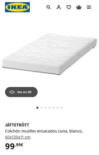 Cuna blanca Ikea, colchón y ropa de cuna