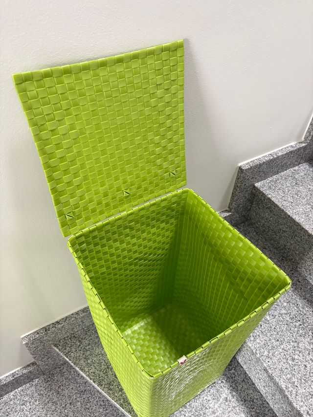 Cesto lavanderia verde con coperchio. Pagnossin 