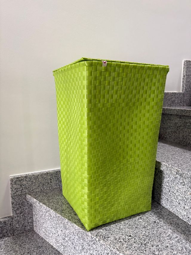Cesto lavanderia verde con coperchio. Pagnossin 