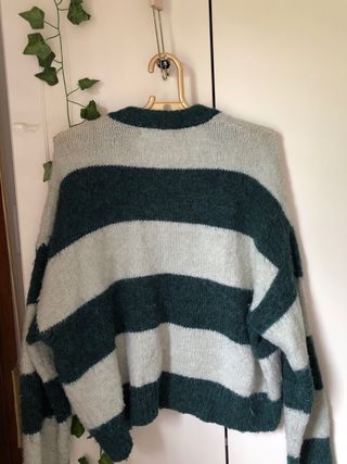 Cardigan rayas Pull&Bear verde-blanco