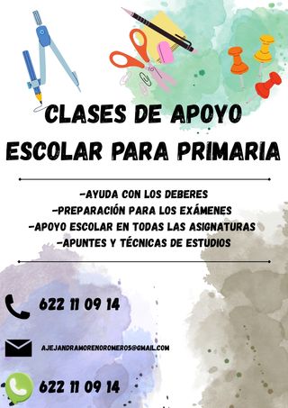 Clases de apoyo escolar de primaria