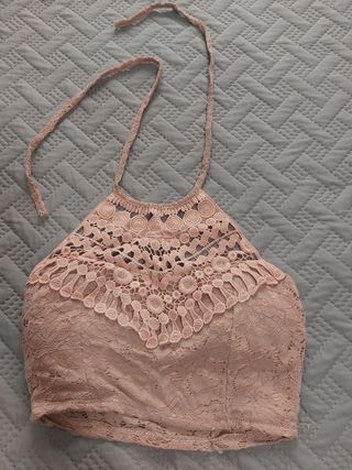 Top encaje rosa palo talla S