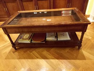 Mesa centro madera cristal