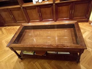 Mesa centro madera cristal