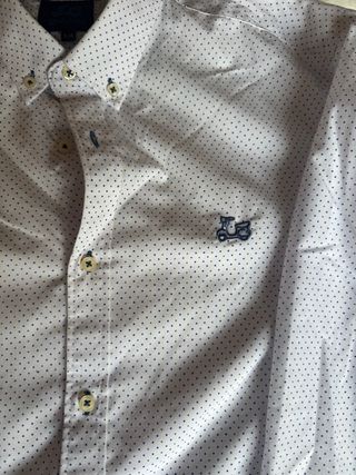 Camisa blanca hombre L - lunares