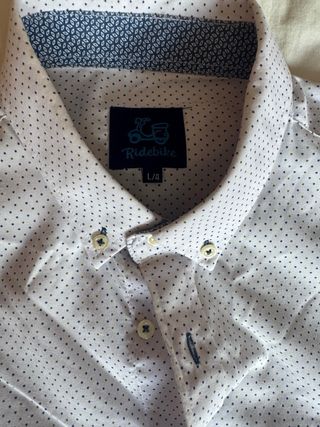 Camisa blanca hombre L - lunares