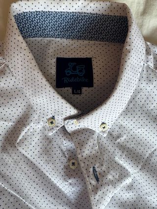 Camisa blanca hombre L - lunares