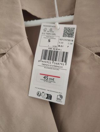 Gabardina Mango beige talla S