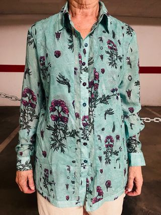 Camisa seda Adolfo Domínguez L turquesa
