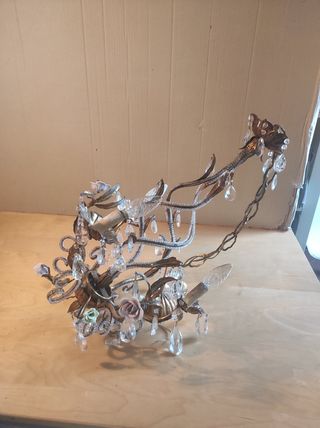 Lampadario Cristallo Ceramica Oro