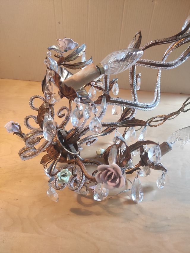 Lampadario Cristallo Ceramica Oro