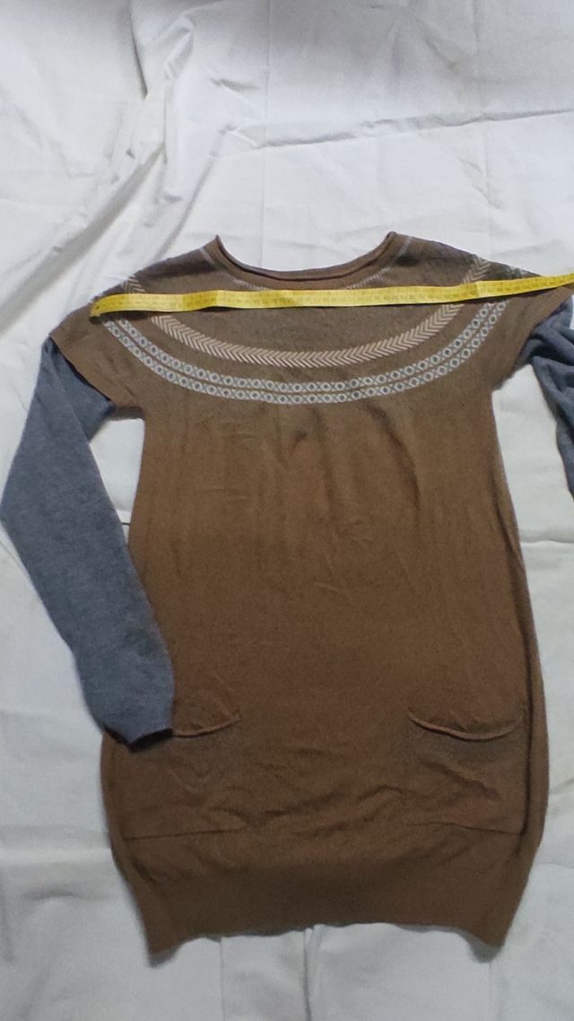 Vestido lana marrón-gris