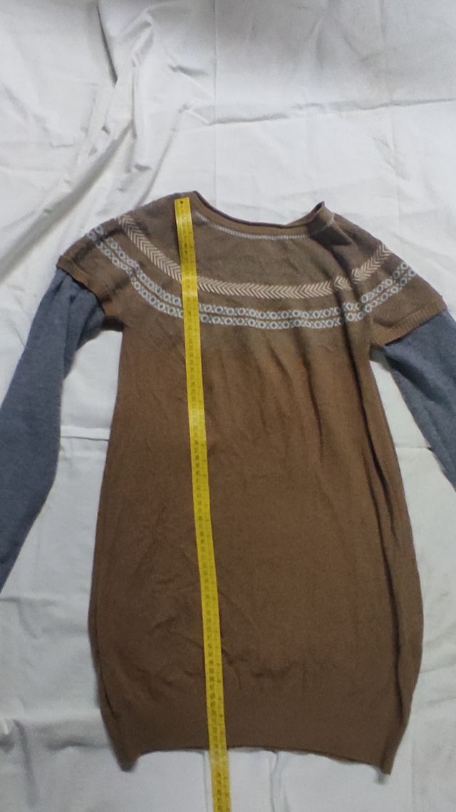 Vestido lana marrón-gris