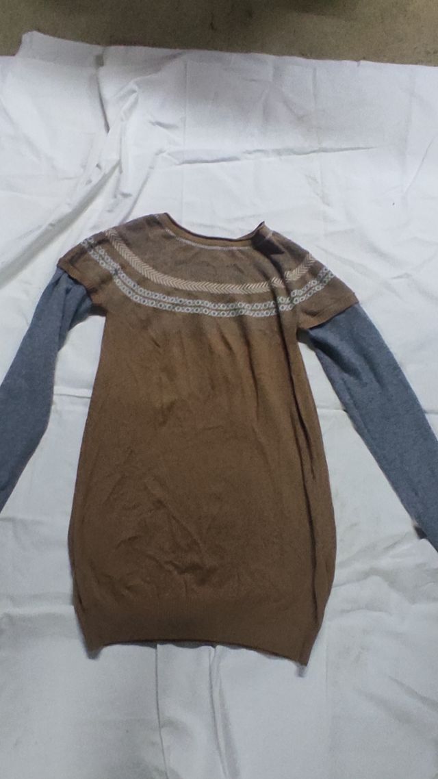 Vestido lana marrón-gris